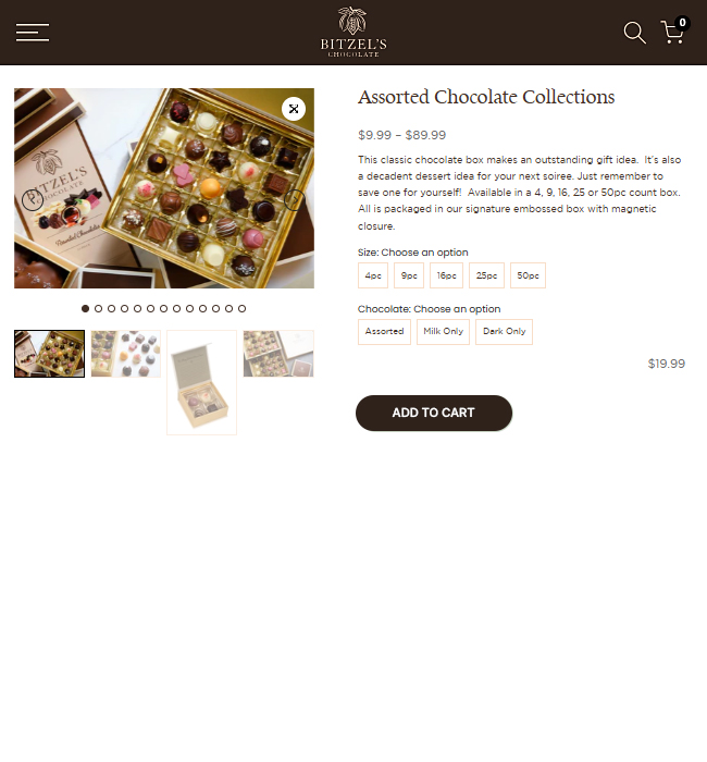 Ecommerce website developed for a chocolate manufacturer & retailer in USA