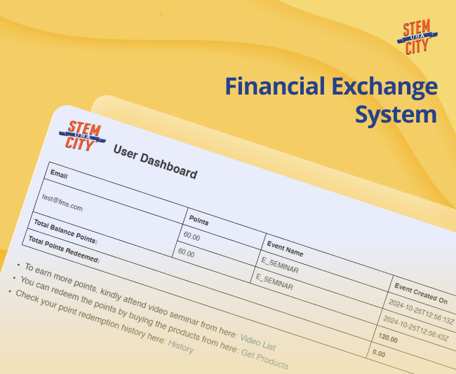 Financial exchange system developed in Python for 'STEM City' in USA