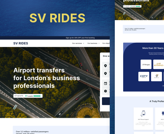 Website redesigned in Laravel for travel business - SV Rides